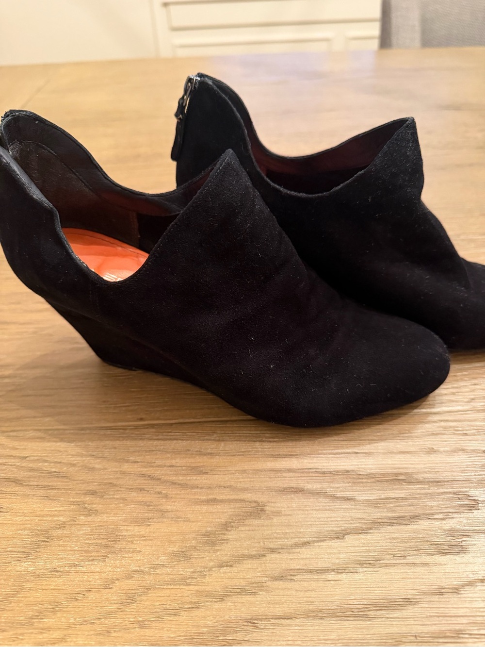 Via Spiga Black Suede Wedge Ankle Booties
